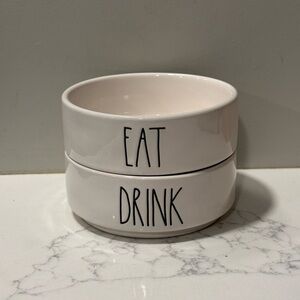 Rae Dunn White Pet Bowl Set